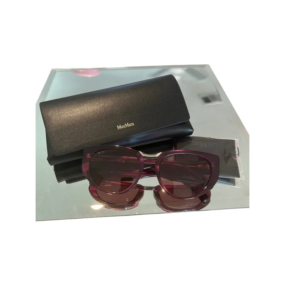 Max Mara Bridge 1 MM0093 83Y Sunglasses Purple Cat Eye Plum Acetate‎ 54-18-140